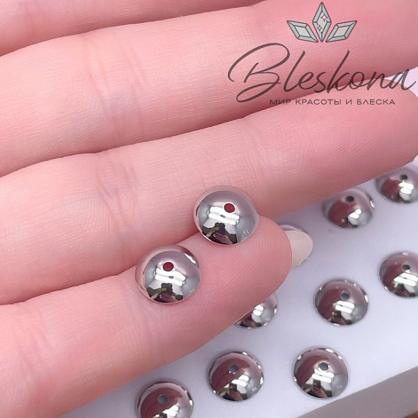 8 мм Цвет серебро, Шапочка гладкая №0002