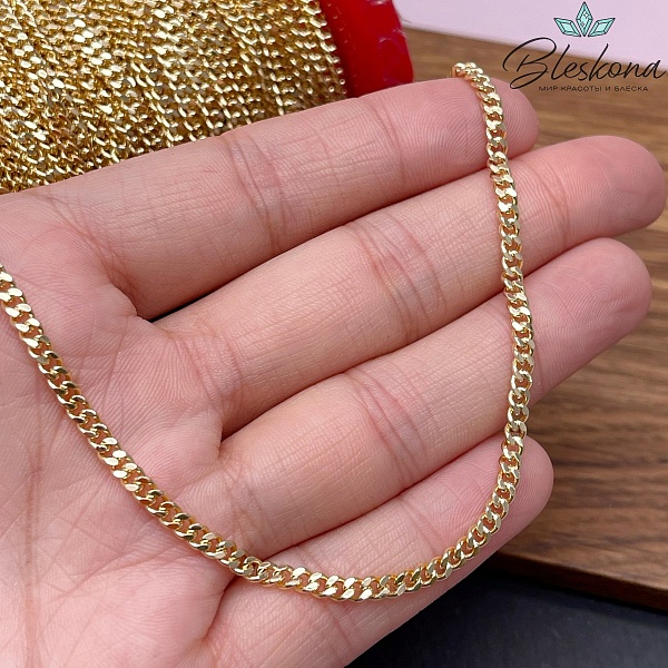 Цепь №86-1 цвет золото 3*4 мм