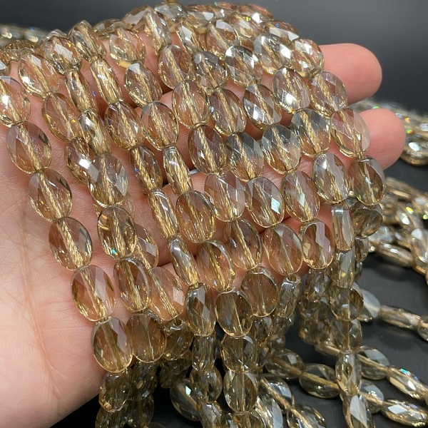 8*11 мм Стекло Lux, овал огранка, цвет песочный 