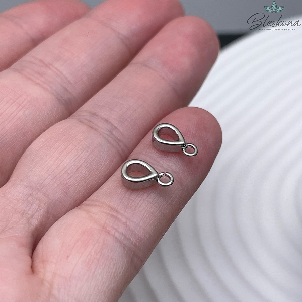 9*2,5 мм Цвет серебро, Бейл капля разъемное кольцо Люкс