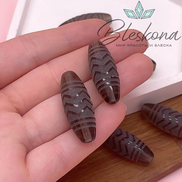 Бусина Дзи Тигриный клык №1 30*11 мм