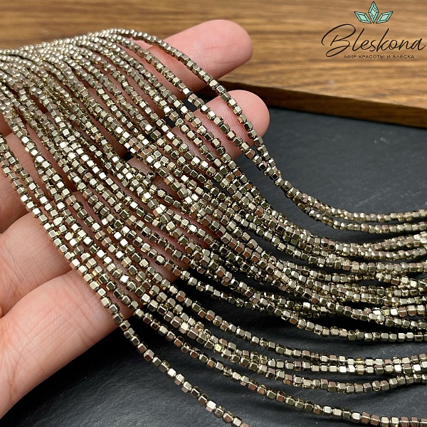 2 мм Гематин, цвет темное золото, шестигранник имитация