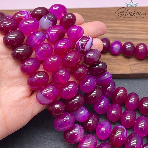 Агат (тонированный) фуксия галтовка 12*16 мм