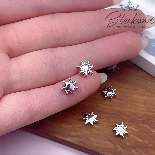 8 мм Цвет серебро, Бусина солнце