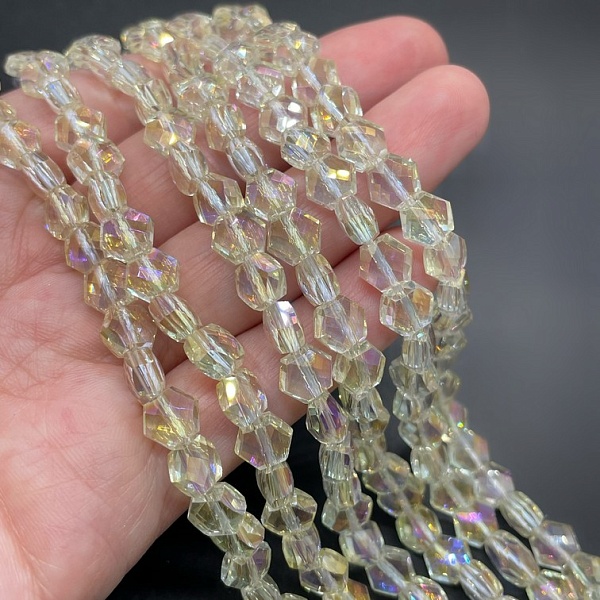 5*6 мм Стекло Lux, шестиугольник, цвет серебро