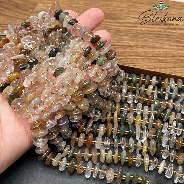 Микс Рутиловых кварцев сколы шлифованные (2-4)*(8-11) мм