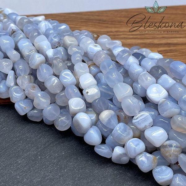 Агат голубой (Сапфирин) галтовка (9-11)*(8-10) мм