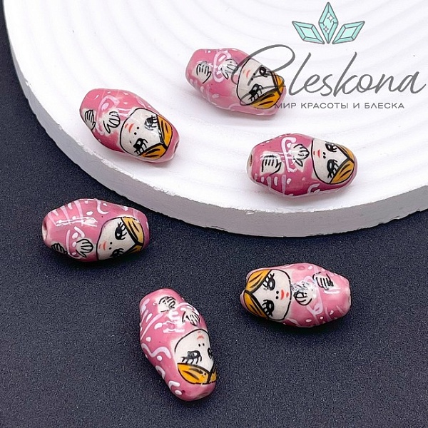 23*14 мм Керамика бусина матрёшка лиловая