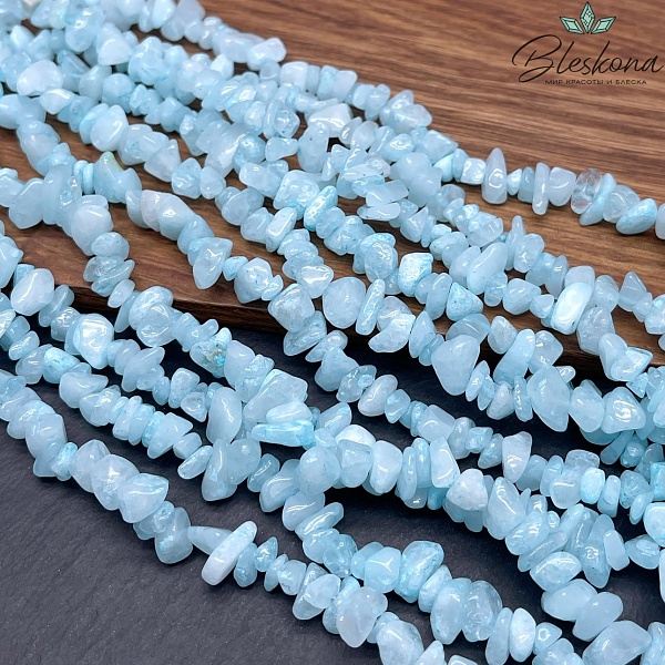 Крошка Кварц голубой (тонированный) №1 ширина бусин ~ 7-9 мм