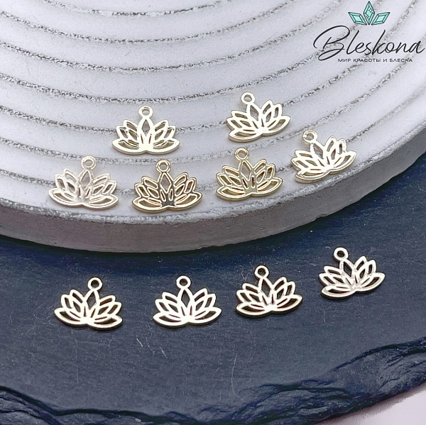 7,8*10 мм Цвет золото, Подвеска лотос контур 