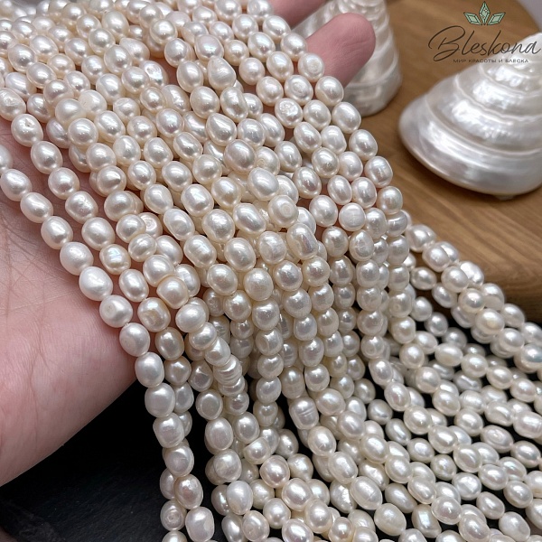 Жемчуг барочный рис белый №1 5,5-6 мм 