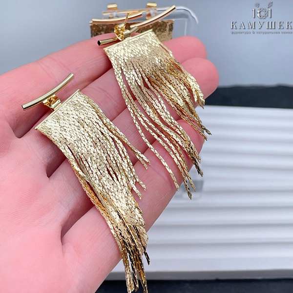 Пусеты шторки, цвет золото 66,5*20 мм