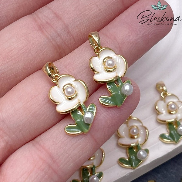 20*11 мм Цвет золото, Подвеска цветок эмаль