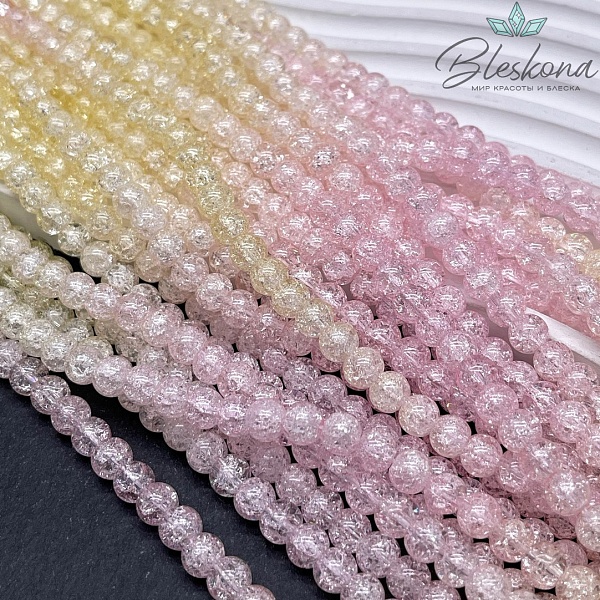 Кварц снежный желто- розовый (имитация) 6 мм