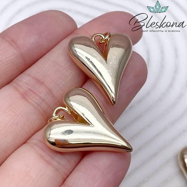 20*24 мм Цвет золото, Подвеска сердце объемное