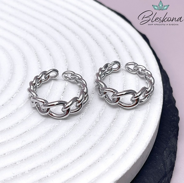 22 мм Цвет серебро, Кольцо цепочка на увеличение 
