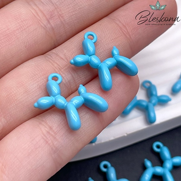 14*18 мм, Подвеска пудель голубая эмаль