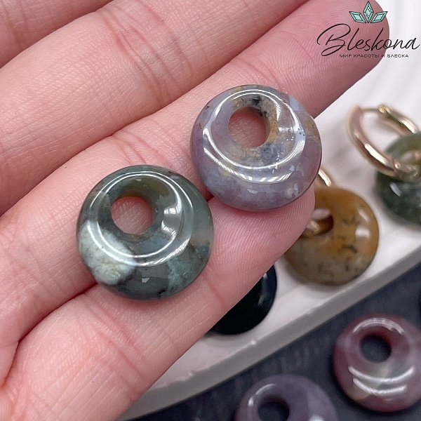 Бублик смещенный центр Агат Индийский 18 мм