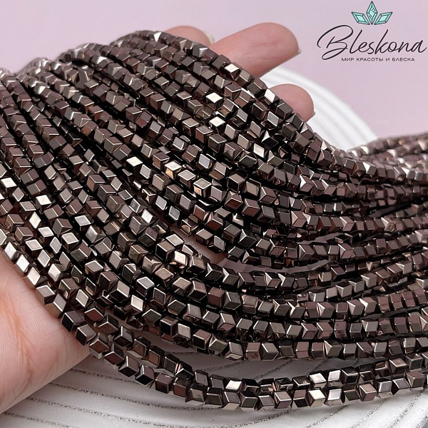 4 мм Гематин имитация, цвет коричневый №1 (шоколадный), геометрия