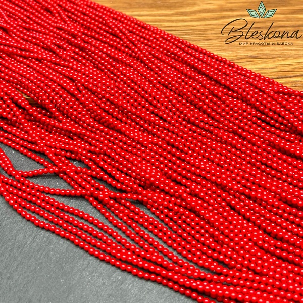 Жемчуг Майорка красная 2 мм 