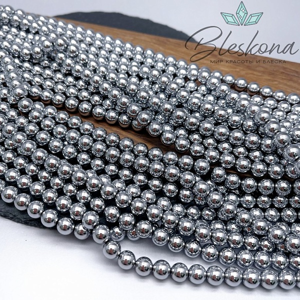 8 мм Гематин имитация, цвет темное серебро 