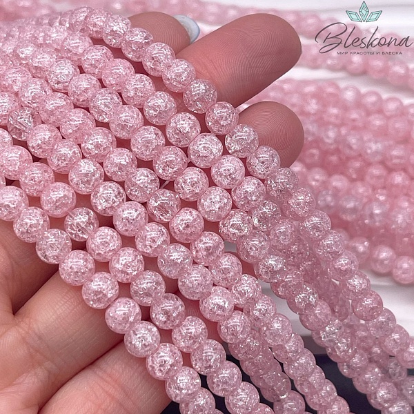 Кварц снежный  светло- розовый №1 (имитация) 6 мм