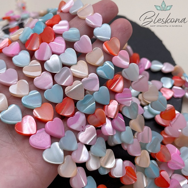 Перламутр сердце микс 10 мм