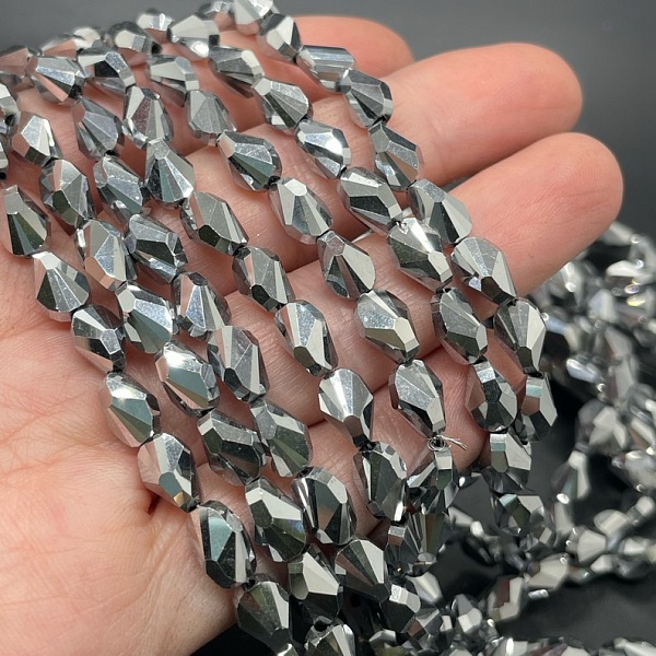 6*8 мм Стекло Lux, ракушка, цвет серебро