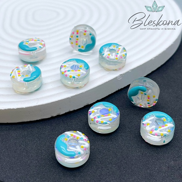 8*15 мм Бусина пончик прозрачный с переливом