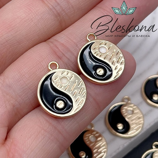 17,6*15 мм Цвет золото, Подвеска Инь-Янь эмаль