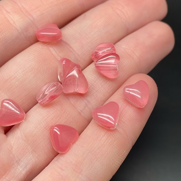 8 мм, Стекло сердце розовое  уп.10 шт №1