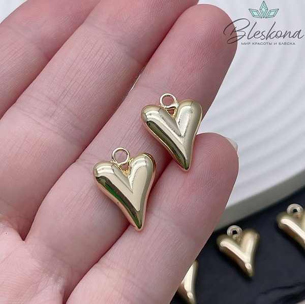 12*14,5 мм Цвет золото, Подвеска сердце объемное