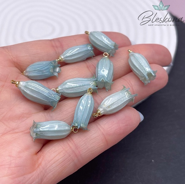 23-28 мм Подвеска Бутончик в эпоксидной смоле голубой