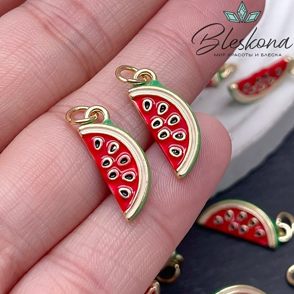 18*7 мм Цвет золото, Подвеска Арбуз эмаль