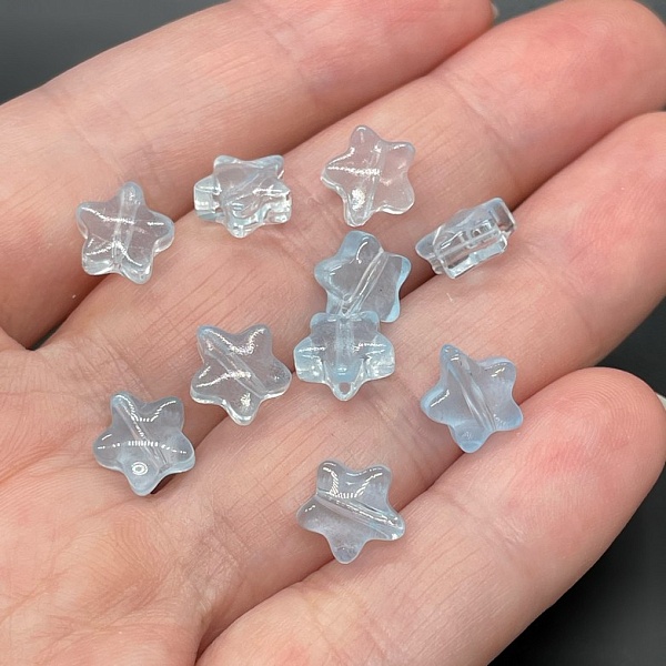 8 мм, Стекло звезда голубая уп.10 шт 