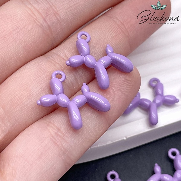 14*18 мм, Подвеска пудель фиолетовая эмаль