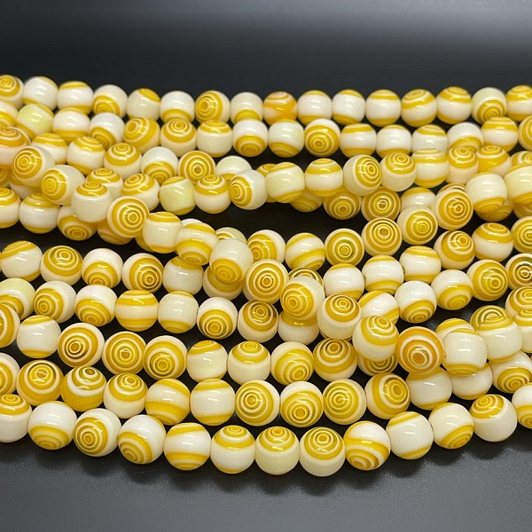 Муранское стекло желтое спираль 8мм