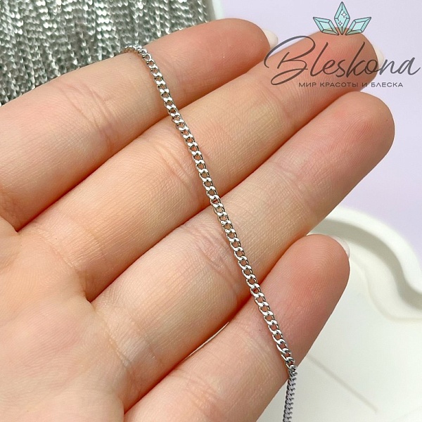 Цепь №83 цвет серебро 2*1,5 мм Люкс