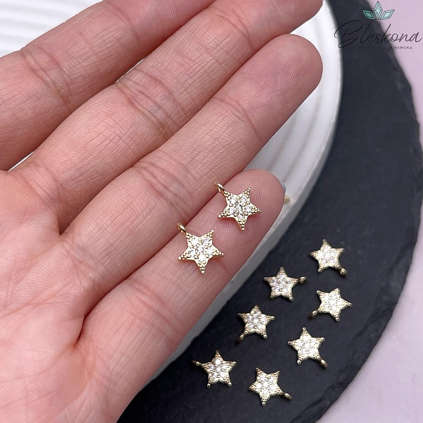 8,6*10,3мм, цвет золото,Подвеска звезда цирконы 