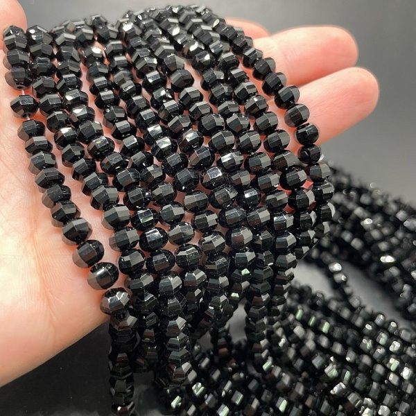 4,5*6 мм Стекло Lux, рондель прямоуг. огр., цвет черный