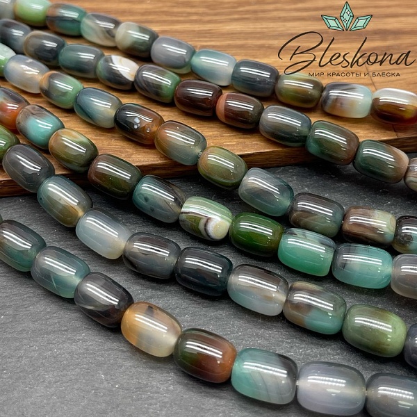Агат зелено- серый (тонированный) бочата 14*10