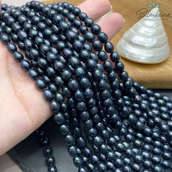 Жемчуг рис темно-синий хамелеон 6-6,5 мм 