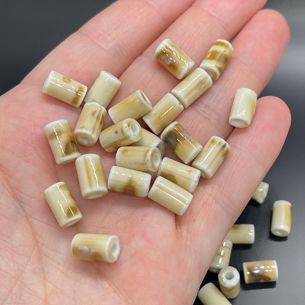 6*10 мм Бусина трубочка, керамика цвет бежевый