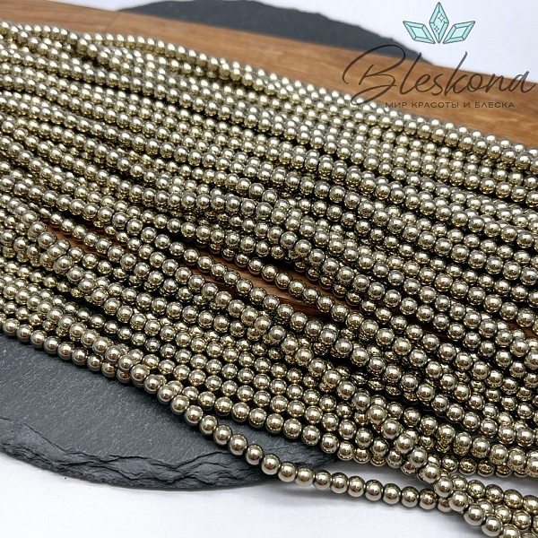 4 мм Гематин имитация, цвет темное золото 