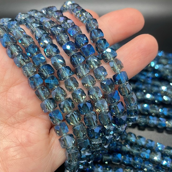 6.5 мм Стекло Lux, куб огранка, цвет сине- серый