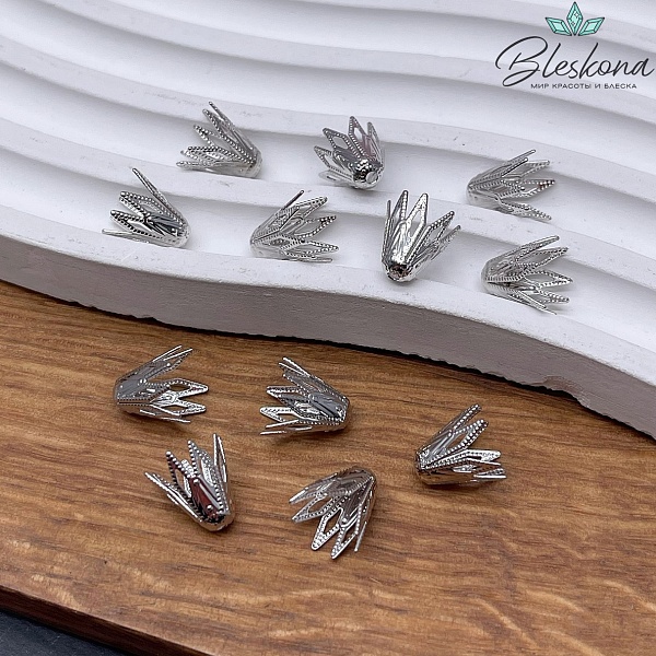 9,5*9 мм Цвет серебро, Концевик ромбики