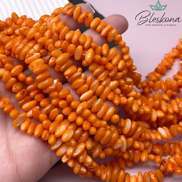 Перламутр рис отверстие поперек, цвет оранжевый 4*9,5 мм