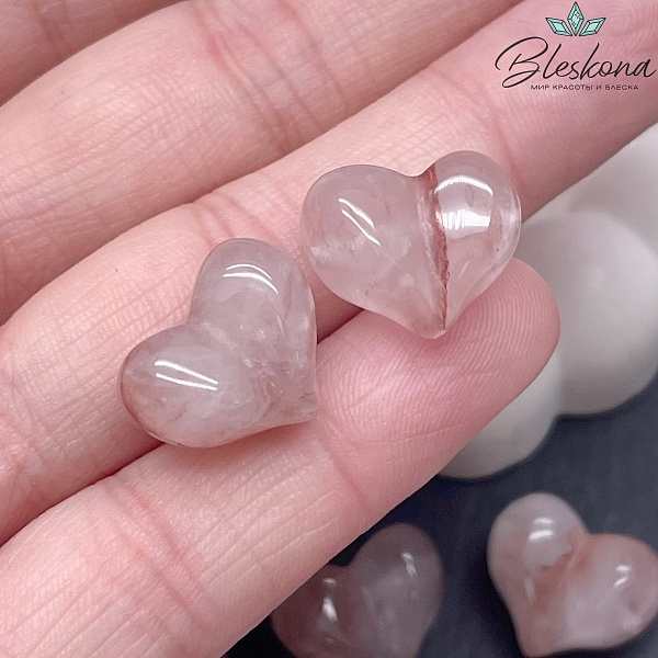 Бусина Сердце Розовый Кварц с включениями 16*12 мм штучно