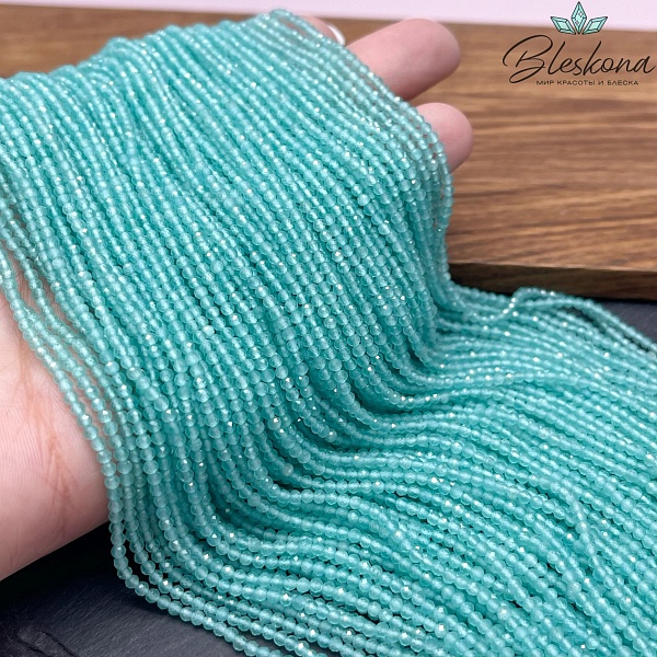 Кошачий глаз бирюзовый микроогранка (имитация) 2 мм