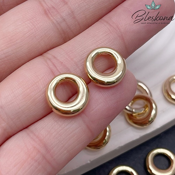 12,5 мм Цвет золото, Подвеска кольцо-бублик гладкий